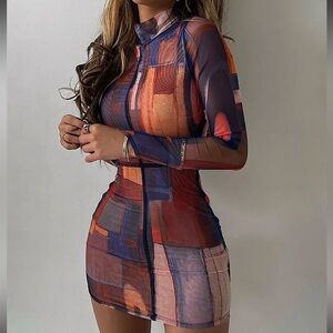 knee length dresses for ladies Mesh See Through Maxi Dress